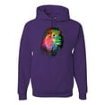 thumbnail image 1 of Lion Paint Art Splatter Abstract Art Animal Lover Unisex Graphic Hoodie Sweatshirt, Purple, Large, 1 of 3