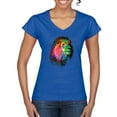 thumbnail image 1 of Lion Paint Art Splatter Abstract Art Animal Lover Womenâ€™s Standard V-Neck Tee, Royal, Large, 1 of 3