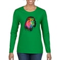 thumbnail image 1 of Lion Paint Art Splatter Abstract Art Animal Lover Womens Graphic Long Sleeve T-Shirt, Kelly, Small, 1 of 3
