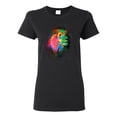 thumbnail image 1 of Lion Paint Art Splatter Abstract Art Animal Lover Womens Graphic T-Shirt, Black, Small, 1 of 3