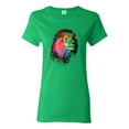 thumbnail image 1 of Lion Paint Art Splatter Abstract Art Animal Lover Womens Graphic T-Shirt, Kelly, 2XL, 1 of 3