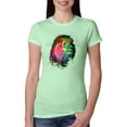 thumbnail image 1 of Lion Paint Art Splatter Abstract Art Animal Lover Womens Slim Fit Junior Tee, Mint, Large, 1 of 3