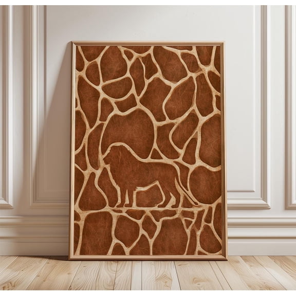 Lion Pattern Poster Safari Animal Wall Art Brown Abstract Jungle Print Home Decor Paper Poster Print Only