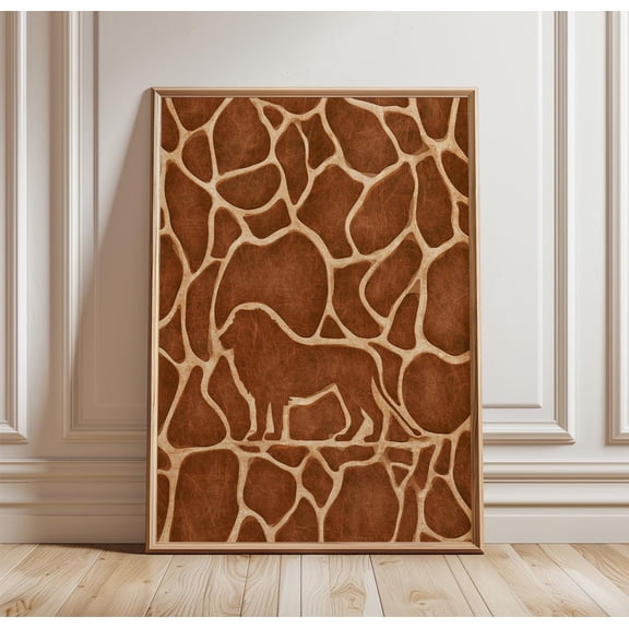 Lion Pattern Poster Safari Animal Wall Art Brown Abstract Jungle Print