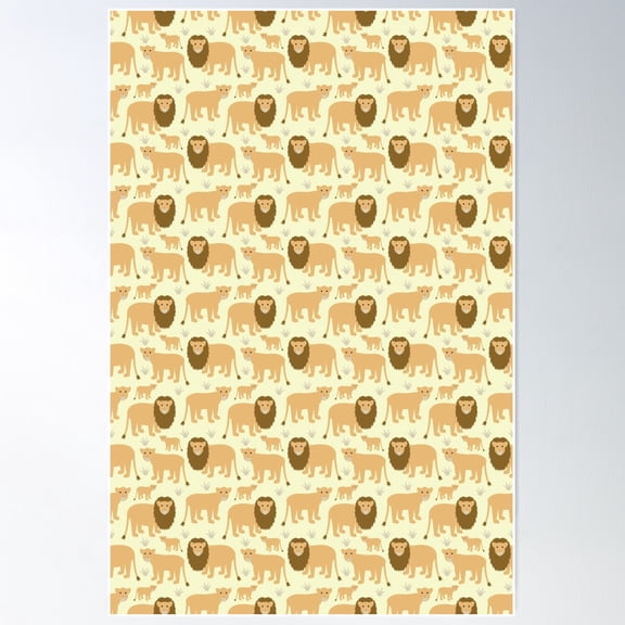 Lion Pattern Poster Wall Art, Poster Only