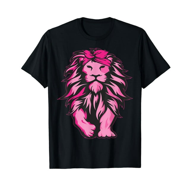 Lion Pink Bandana Breast Cancer Awareness Survivor Warrior T-Shirt ...
