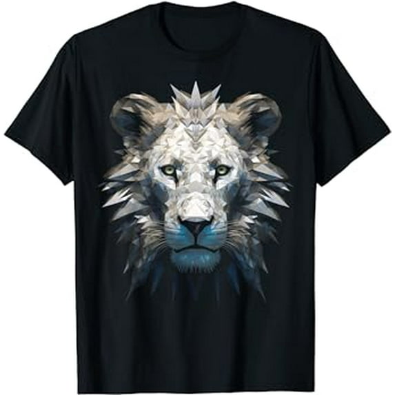 Lion Polygon Artwork | Animal Motif Lion T-Shirt Black oversized loose and comfortable