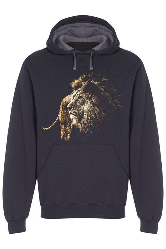 Lion Portrait, Bright Colored Hoodie Men -Image by Shutterstock, Male XX-Large