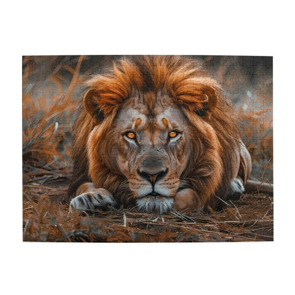 Lion Portrait Orange Eyes 1000-Piece Wooden Jigsaw Puzzle for Adults, Fun & Challenging Family Game, Stylish Wall Decor & Holiday Gift