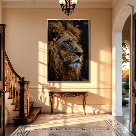 Lion Portrait Print Modern Wildlife Wall Art Poster Decor For Living Room Bedroom Poster Decor, Unframed Canvas Size 16x24