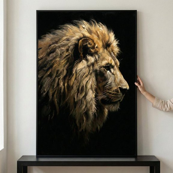 Lion Portrait Side Profile Wall Decor Unframed Paper Print