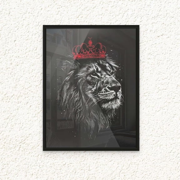 Lion Portrait Street Canvas Artwork Animal Wall Art Print Wall Decor for Home Living Room Bedroom Office Studio and Gifting 12x16 inch Unframed
