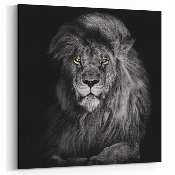 Lion Portrait Wall Art — Black White Fine Art Photography Golden Eyes