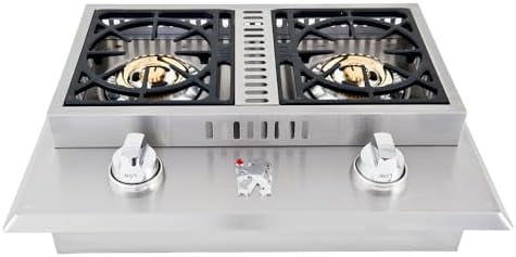 Lion 304 Stainless Steel Double Side Burner with Brass Ring Burners