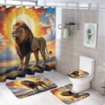 thumbnail image 1 of Lion Print Shower Curtain Set 4-Set Jungle Animal Theme Bathroom Decor Set U-Mat ,Toilet Cover Mat ,Includes Floor Mat ,Shower Curtain with 12 Hooks,72inx72in, 1 of 7