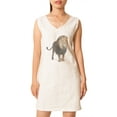 thumbnail image 1 of Lion Printed Vintage Cotton V-neck Linen Mini Shift Dress WDS_02 16, 1 of 1