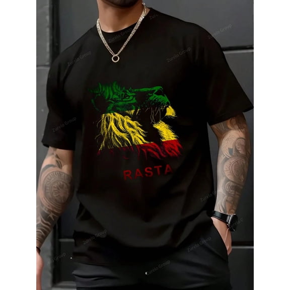 Lion Rastafari Jamaica Relax Chill T-Shirt - 100% Cotton Graphic Tees Men, Summer Shirts Y2K Clothes, Matching Outfits For Couples, Jamaica Nana Shirt T Shirts For Men