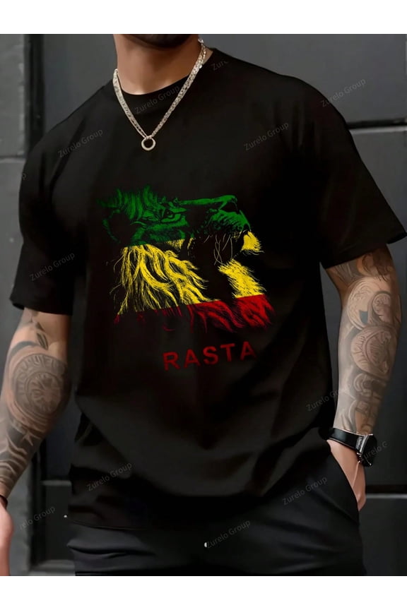 Lion Rastafari Jamaica Relax Chill T-Shirt - 100% Cotton Graphic Tees Men, Summer Shirts Y2K Clothes, Matching Outfits For Couples, Jamaica Nana Shirt T Shirts For Men
