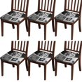 thumbnail image 1 of Lion Reading Newspaper Seat Covers for Dining Room Chairs Set Of 6,Stretch Printed Washable Chair Seat Cover with Elastic Ties and Button,Removable Waterproof Couch Cushion Covers, 1 of 6