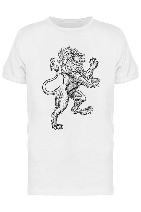Lion Rearing Rampant Design T-Shirt Men -Image by Shutterstock, Male Small