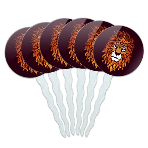 Lion Religious King Crown Bible Christian Cupcake Picks Toppers Decoration Set of 6