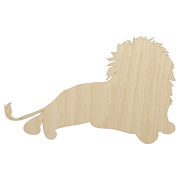 Lion Resting Solid Wood Shape Unfinished Piece Cutout Craft DIY Projects - 4.70 Inch Size - 1/4 Inch Thick