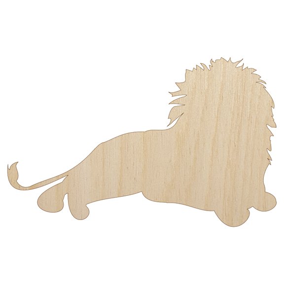 Lion Resting Solid Wood Shape Unfinished Piece Cutout Craft DIY Projects - 4.70 Inch Size - 1/8 Inch Thick