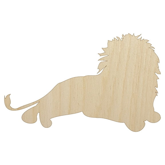 Lion Resting Solid Wood Shape Unfinished Piece Cutout Craft DIY Projects - 6.25 Inch Size - 1/8 Inch Thick