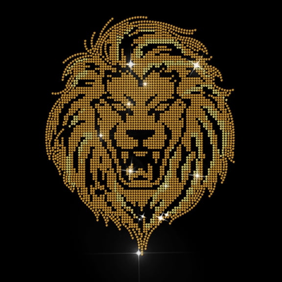 Lion Rhinestone Iron on Hotfix Transfer Decal Wild Animals Rhinestone DIY Applique Sticker The King of The Grassland Iron on Hotfix Transfer Patch