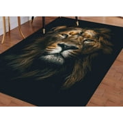 Lion Rug, Lion Lover Gift Rugs, Man Cave Rug, Animal Rugs, Step Rug, Anti-Slip Carpet, Indoor Rug, Small Rug, Classic Rug, Custom Rug, 2.6x6.5 - 80x200 cm