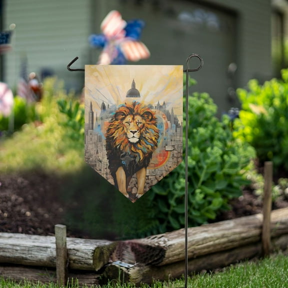 Lion Ruins Garden Flag 18" x 12.5" Double Sided Yard Lawn Outdoor Decor Small Yard Flags