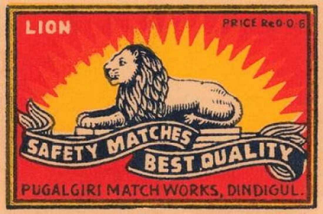 Lion Safety Matches Best Quality Canvas Art - Phillumenart (24 x 36)