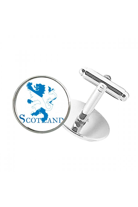 Lion Scottish Finger Round Button Cuff Clip Stud Cufflinks