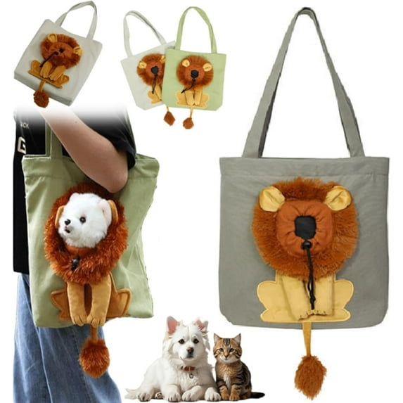 Lion Shaped Dog Bag, Lion Shaped Dog Carrying Bag, Cute Lion Shape Breathable Backpack, Pet Canvas Shoulder Bag, Large Capacity Breathable Pet Canvas Shoulder Bag