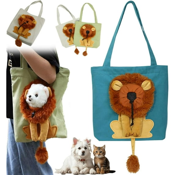 Lion Shaped Dog Bag, Lion Shaped Dog Carrying Bag, Cute Lion Shape Breathable Backpack, Pet Canvas Shoulder Bag, Large Capacity Breathable Pet Canvas Shoulder Bag