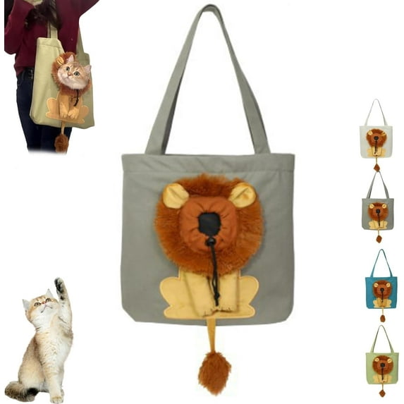 Lion Shaped Dog Bag, Lion Shaped Dog Carrying Bag, Pet Canvas Shoulder Carrying Bag, Portable Pet Canvas Shoulder Bag, Outdoor Travel Handbag for Cats and Small Dogs