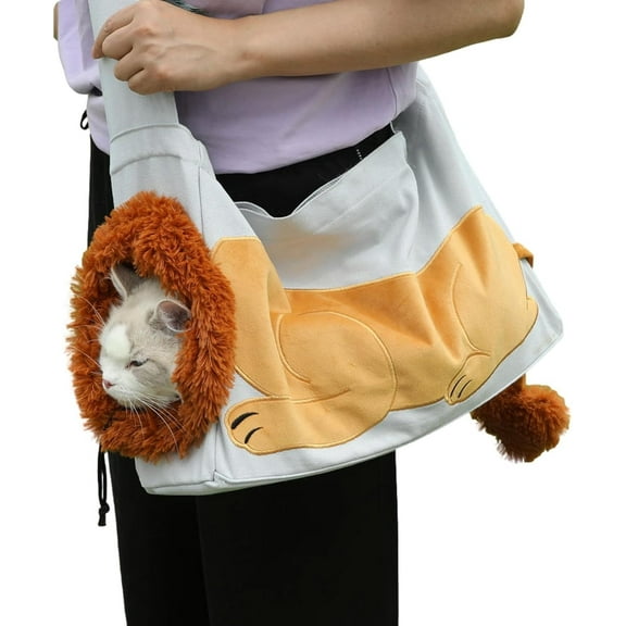 Lion-Shaped Pet Carrier Backpack – Cute & Cozy Animal Design for Small Dogs & Cats, Breathable Travel Shoulder Bag for Outdoor Walking, Hiking & Daily Use