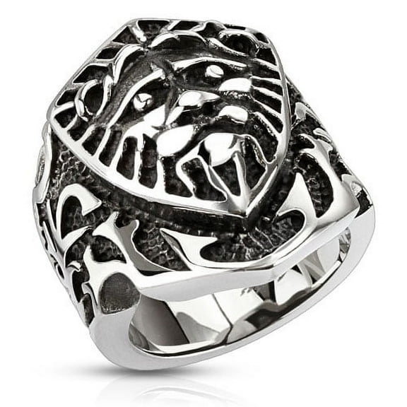 Lion Shield Wide 27mm Cast Ring Stainless Steel Men's Fashion Ring (SIZE: 12)
