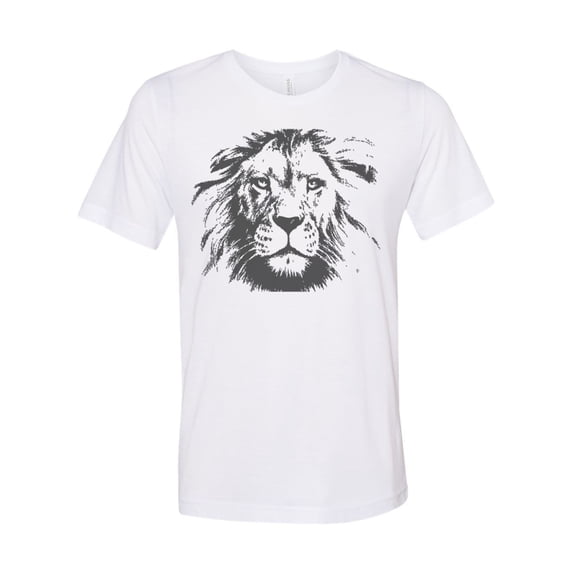 "Lion Shirt, Lion Face, Unisex, Soft Bella Canvas, Lion Lover, Feline Apparel, Sublimation T, Lion Tee, Gift For Her, Gift For Him, Cat Lover, White, XL"