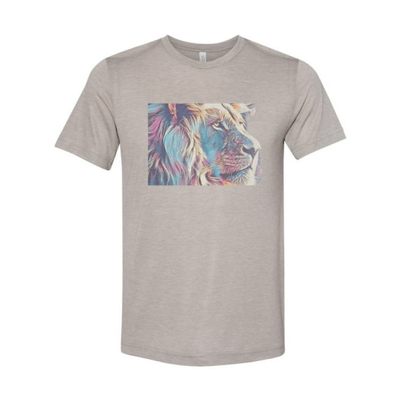 "Lion Shirt, Neon Lion, Lion Lover, Unisex T, Sublimation Tee, Soft Bella Shirt, Feline Apparel, Cat Lover, Cat Shirt, Vintage, Faded, Lions, Heather Stone, XL"