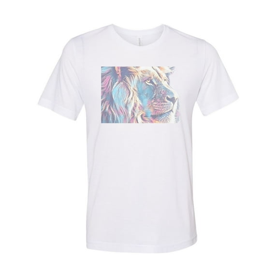 "Lion Shirt, Neon Lion, Lion Lover, Unisex T, Sublimation Tee, Soft Bella Shirt, Feline Apparel, Cat Lover, Cat Shirt, Vintage, Faded, Lions, White, 2XL"