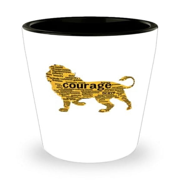 Lion Shot Glass, Courage Brave Animal, Motivation Gift, Mini Glassware, 1.5oz Cup