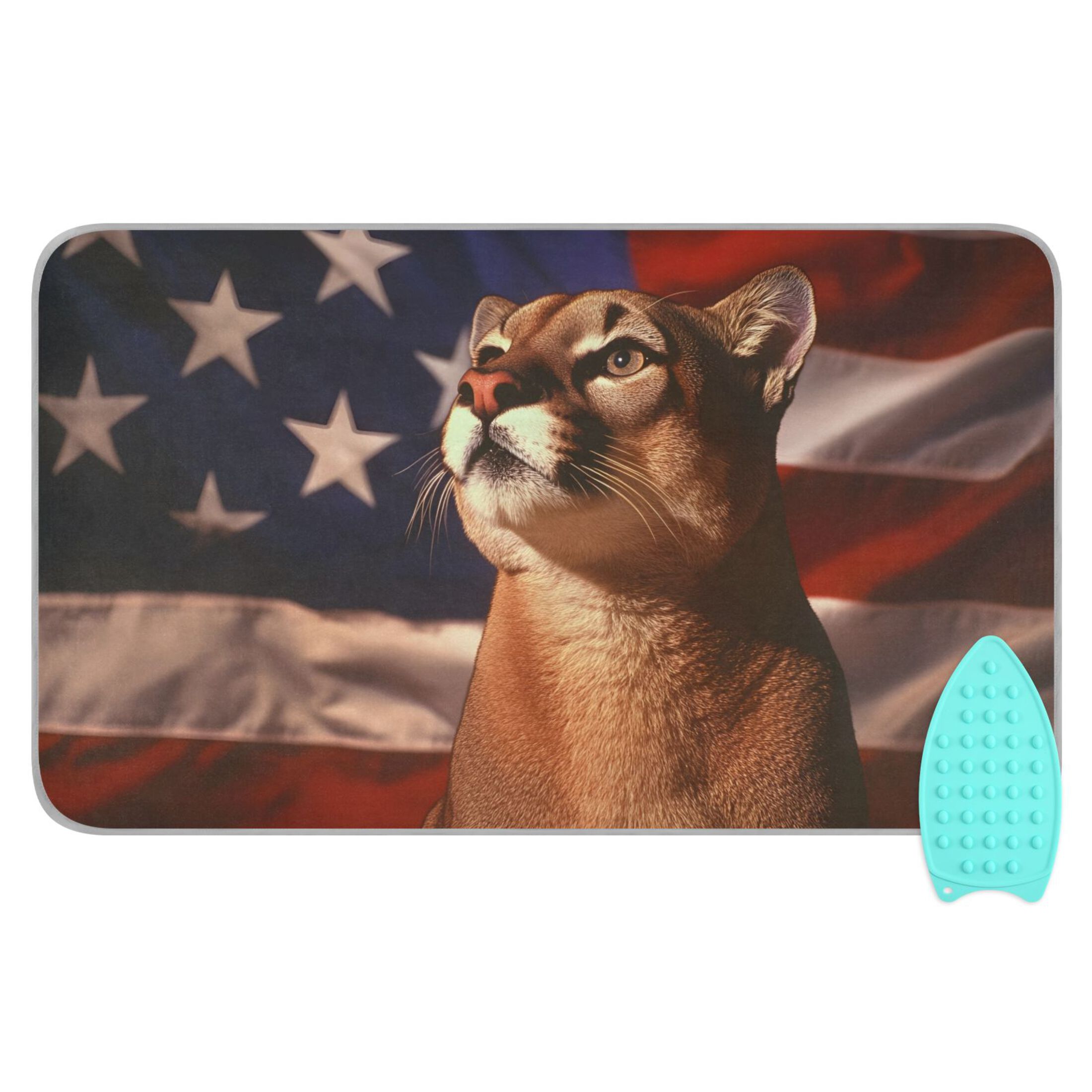 Lion Sit Front Of Flag Ironing Mat Blanket Portable Travel Ironing Pad Heat Resistant Pad 47.2" x 27.6”
