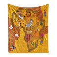 thumbnail image 1 of Lion Soft Flannel Fleece Throw Blanket, World Map with Traditional Animal in the Outlined Map of Africa Cartoon Form, Cozy Plush for Indoor and Outdoor Use, 50" x 60", Multicolor, by Ambesonne, 1 of 6