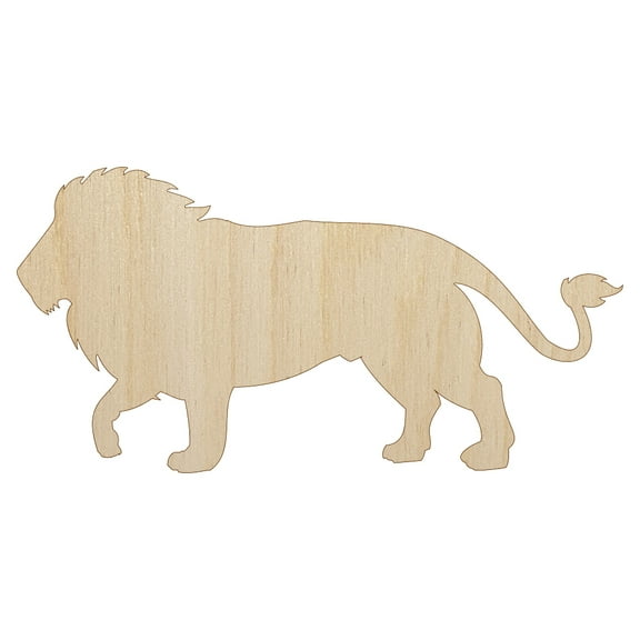 Lion Solid Wood Shape Unfinished Piece Cutout Craft DIY Projects - 6.25 Inch Size - 1/4 Inch Thick