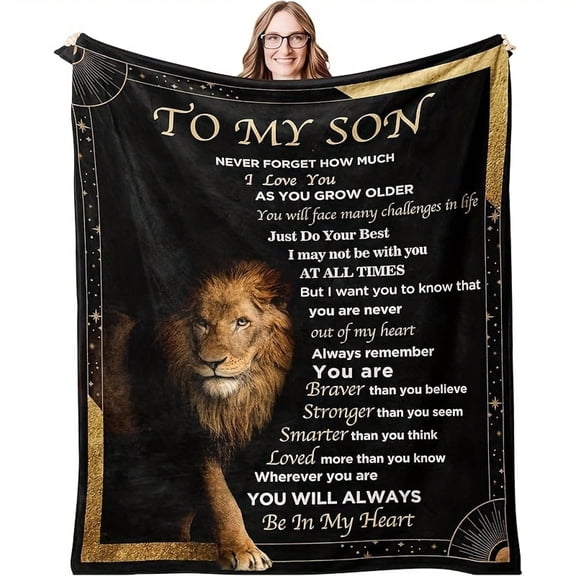 Lion Son Blanket To My Son Blanket Gifts From Mom Black And Gold Lion Blanket For Son
