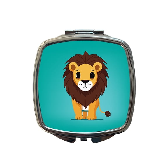 Lion Standing Travel Makeup Handbag Purse Small Pocket Compact Mirror
