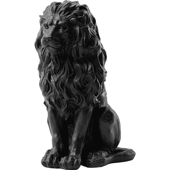 Lion Statue 20.5 Inch, Resin Outdoor Guardian Sculpture with Hand-Carved Details, Matte Black Animal Decor for Garden Patio Villa Courtyard, Black