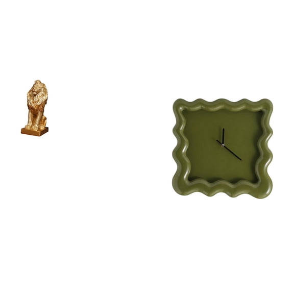 Lion Statue Desk Ornament Wall Clock Resin Construction for Study Shelf Coffee Shop Bedroom and Office Decor