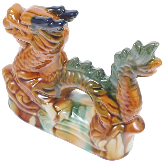 Raindrops Chinese Auspicious Dragon Figurine Ceramic Brown 1Pack Office Decor